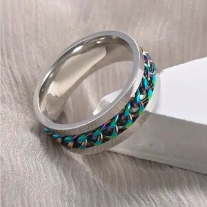 NWT Men's Stainless Steel Chain Spinner Ring